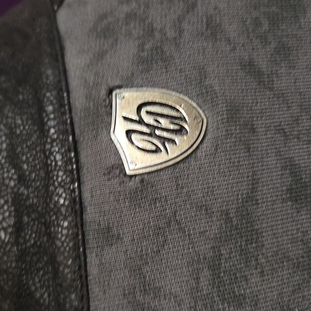 L Harley Davidson Gray Military Jacket Fitted Cropped Jacket Black Parade - Picture 5 of 6